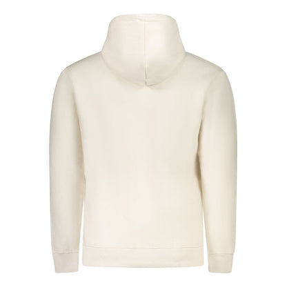 Back view of Pepe Jeans White Cotton Men Sweater hoodie showing hood and classic design for casual style.