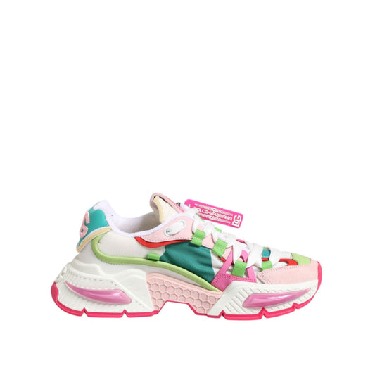 Dolce & Gabbana Multicolor Leather Airmaster Low Top Sneaker Shoes with rubber and calfskin details in dynamic colors.