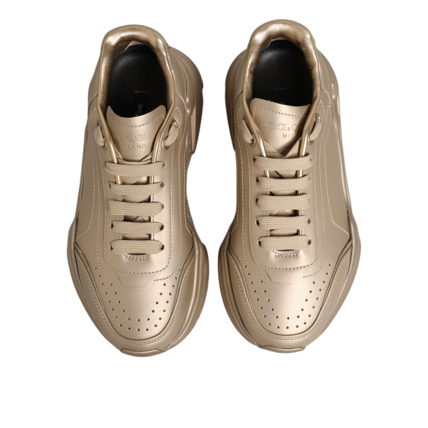 Dolce & Gabbana Gold Leather Daymaster Women Sneaker Shoes