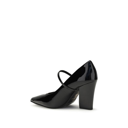PINKO Black Calf Leather Bos Taurus High Heel Pumps