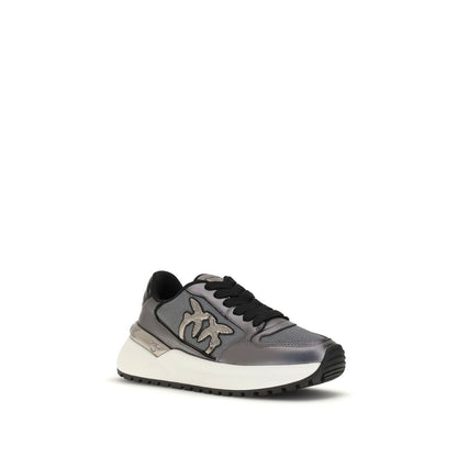 PINKO Gray Fabric Low Top Sneakers