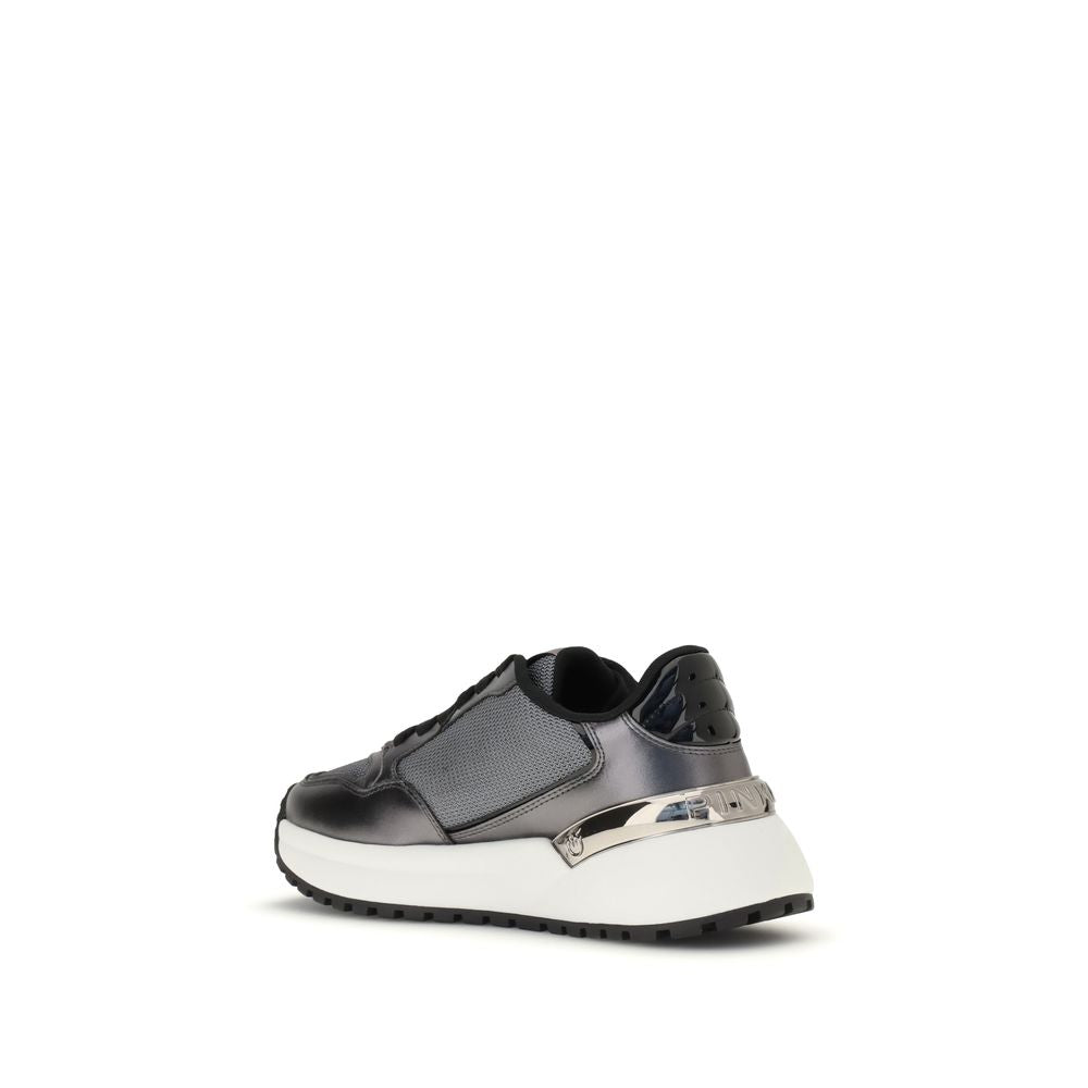 PINKO Gray Fabric Low Top Sneakers