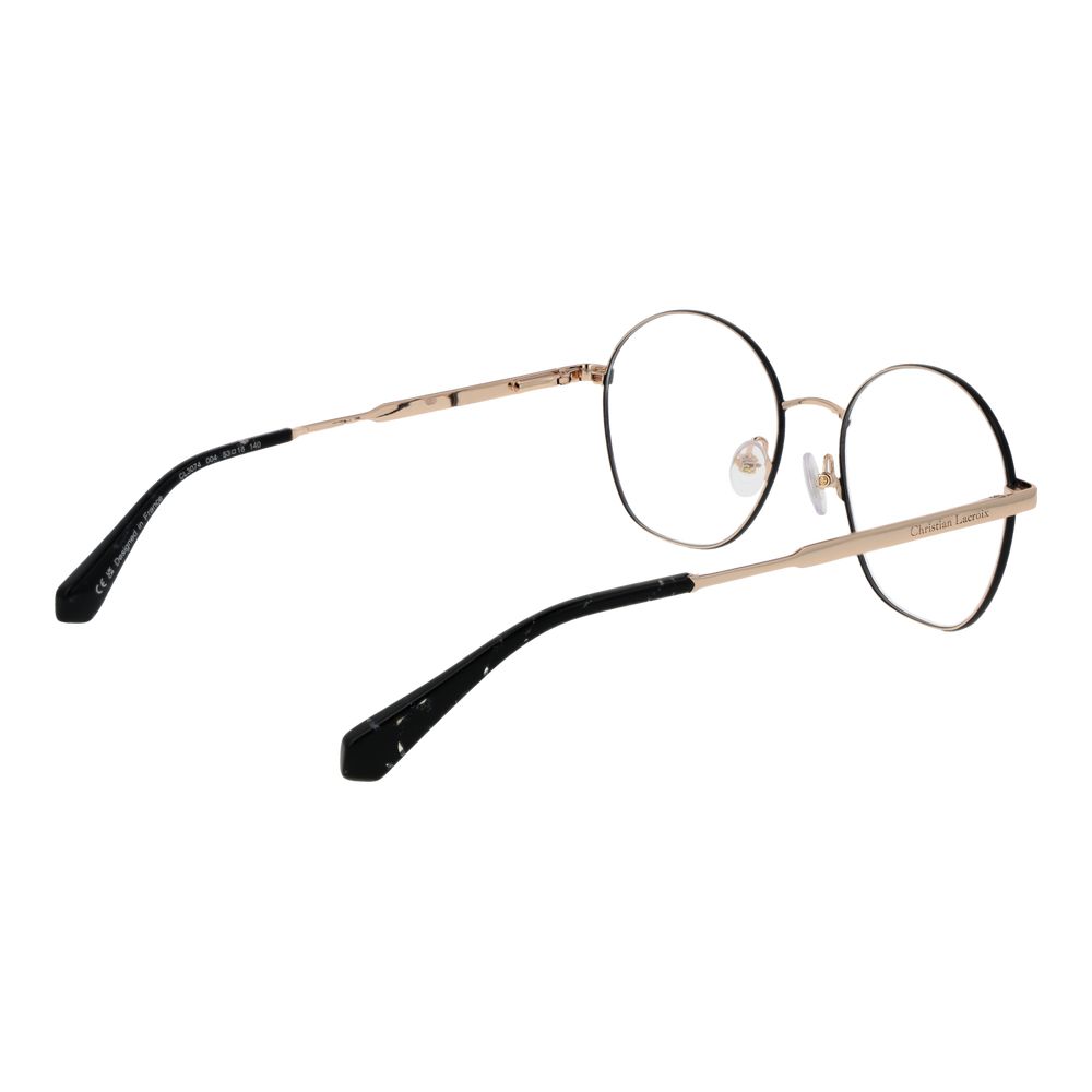 Christian Lacroix Beige Women Glasses Frame, full-rim round style, stainless steel, 53mm lenses, includes branded case.