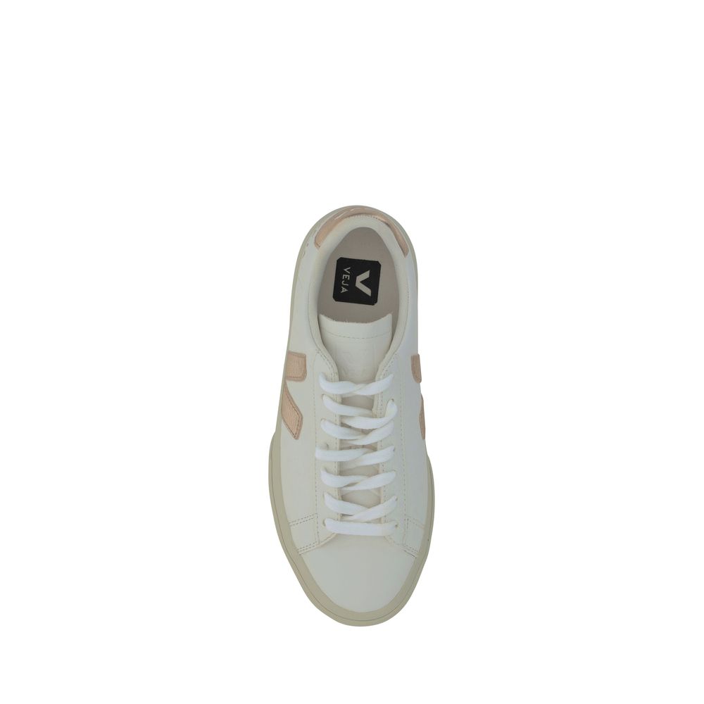 Veja White Calf Leather Bos Taurus Low Top Sneakers with lace-up closure and iconic logo on tongue and side panels.