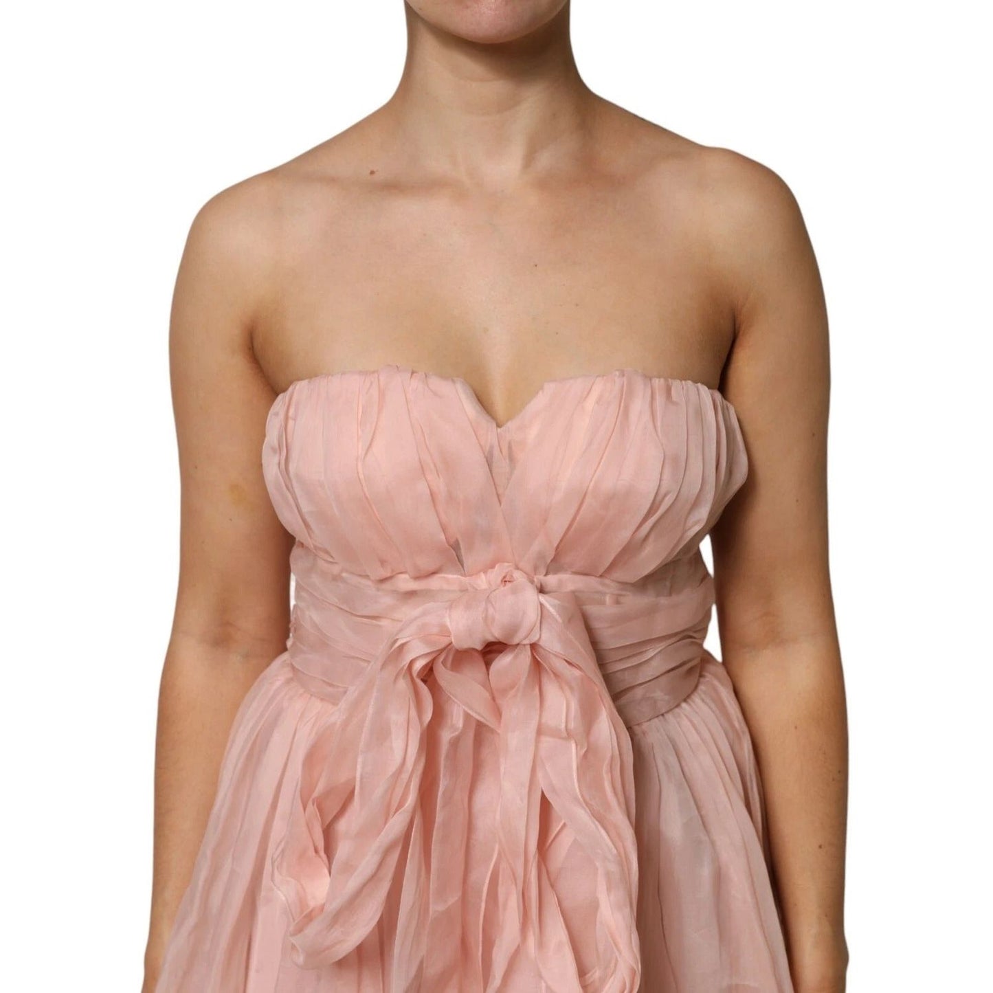 Dolce & Gabbana Pink Silk Chiffon A-line Pleated Midi Dress DR81480-42