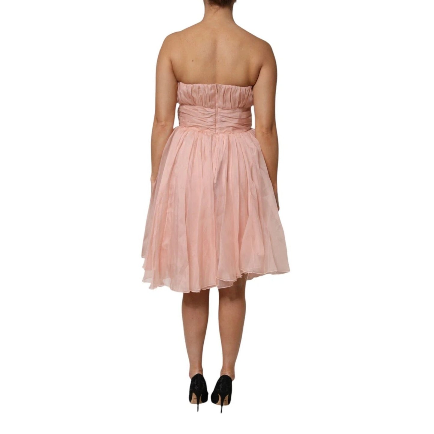 Dolce & Gabbana Pink Silk Chiffon A-line Pleated Midi Dress DR81480-42