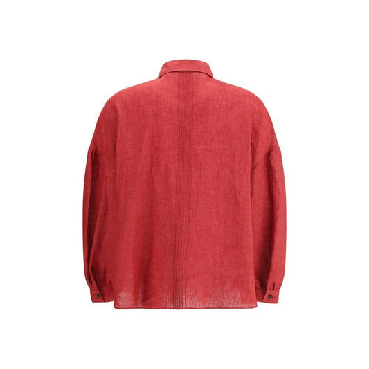 Kiton Linen Shirt KI-D57462K0903E01000BORDEAUX-IT38 | S