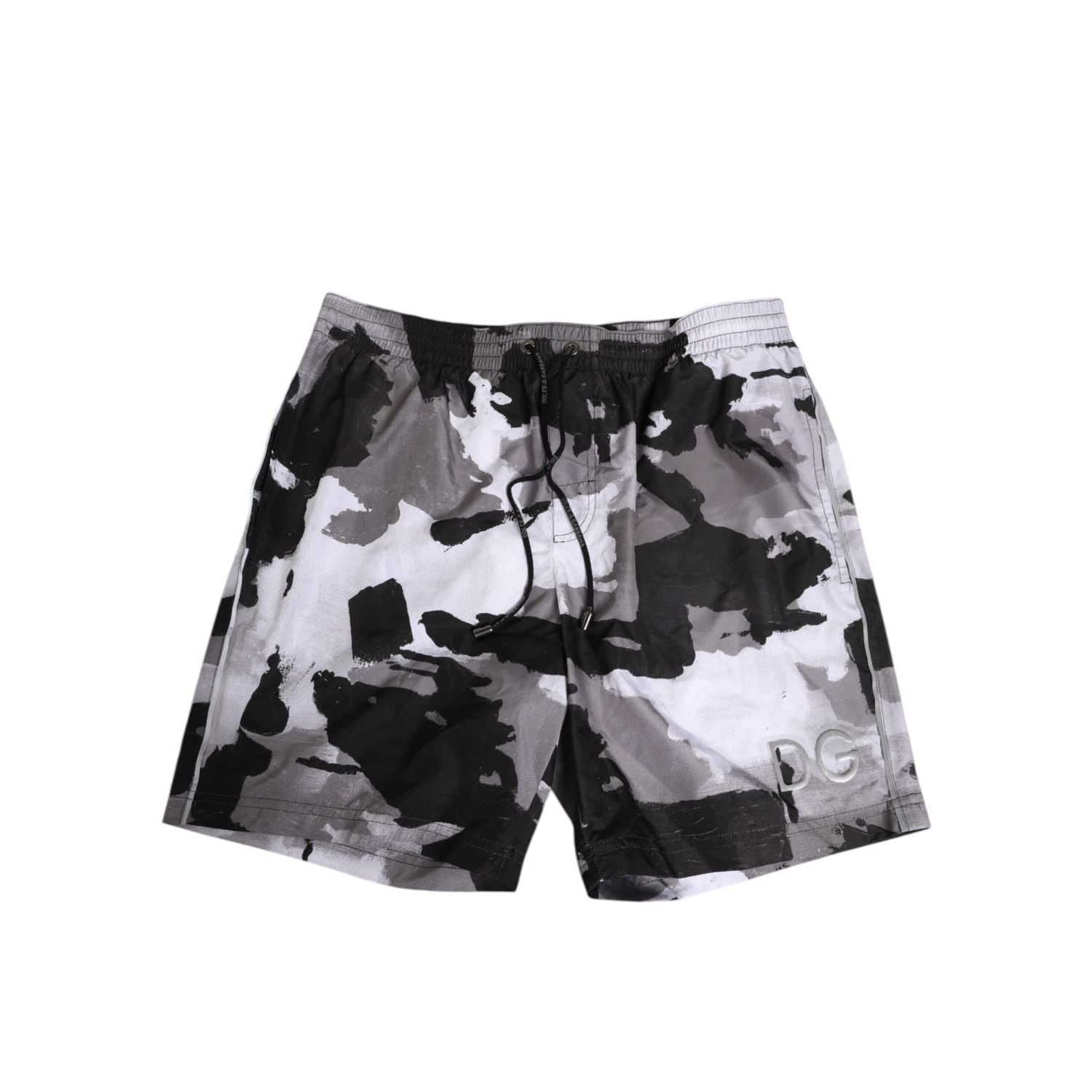 Dolce & Gabbana Black White Camouflage DG Logo Men Swimwear