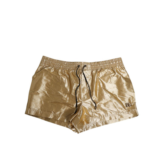 Dolce & Gabbana Gold Metallic Beachwear Men Boxer Short Swimwear