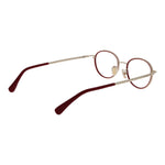 Max Mara Red Women Glasses Frame, metal full-rim design, size 48-18-140, round style with demo lenses, red frame and silver temples.