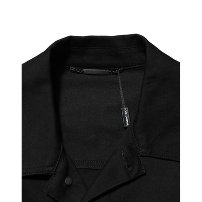 Dolce & Gabbana Black Cotton Denim Stretch Giubbotto Jacket