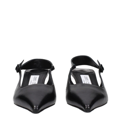 Jimmy Choo Black Leather Sandals - Elegant design with back logo detail, MPN AMEL50NAPBLACK, product code F84229. Perfect for fashion enthusiasts.