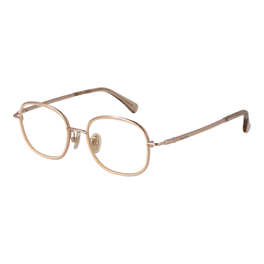 Max Mara Rose Gold Women Glasses Frame in full-rim metal design with plastic demo lenses. Frame size: 48-18-130.
