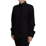 Dolce & Gabbana Black Cotton Collared Long Sleeves Shirt