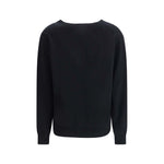 Back view of Allude Cashmere Sweater in black, featuring a ribbed hem, cuffs, and a modern fit with dropped shoulders. Ideal for AW25 season.