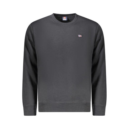 Norway 1963 Black Cotton Men Sweater with crew neck and edgy applique logo, crafted for comfort and style.