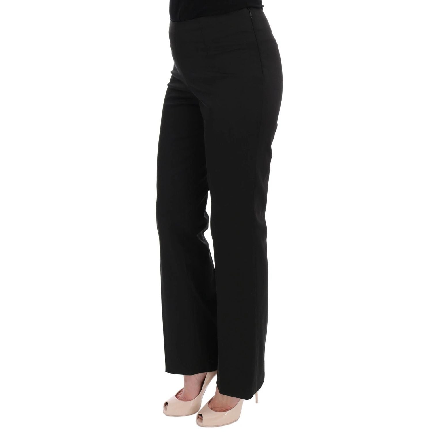 BENCIVENGA Black Stretch Straight Fit Dress Trousers Pants