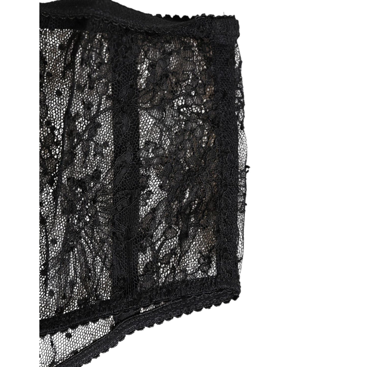 Dolce & Gabbana Black Lace Polka Dot Mesh High Waist Underwear close-up detail