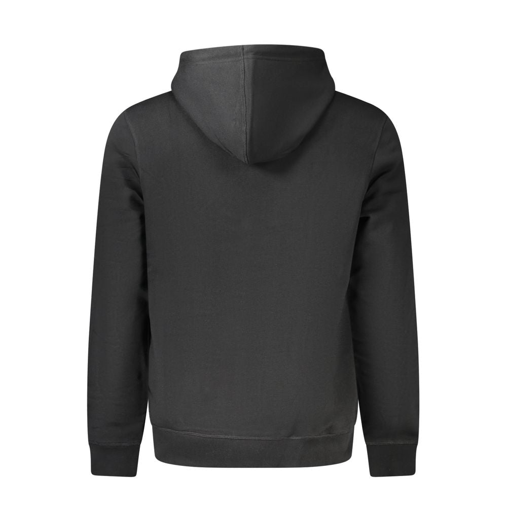 Hugo Boss Black Cotton Men Sweater - Back view of hooded sweatshirt showcasing sleek design and luxury comfort.