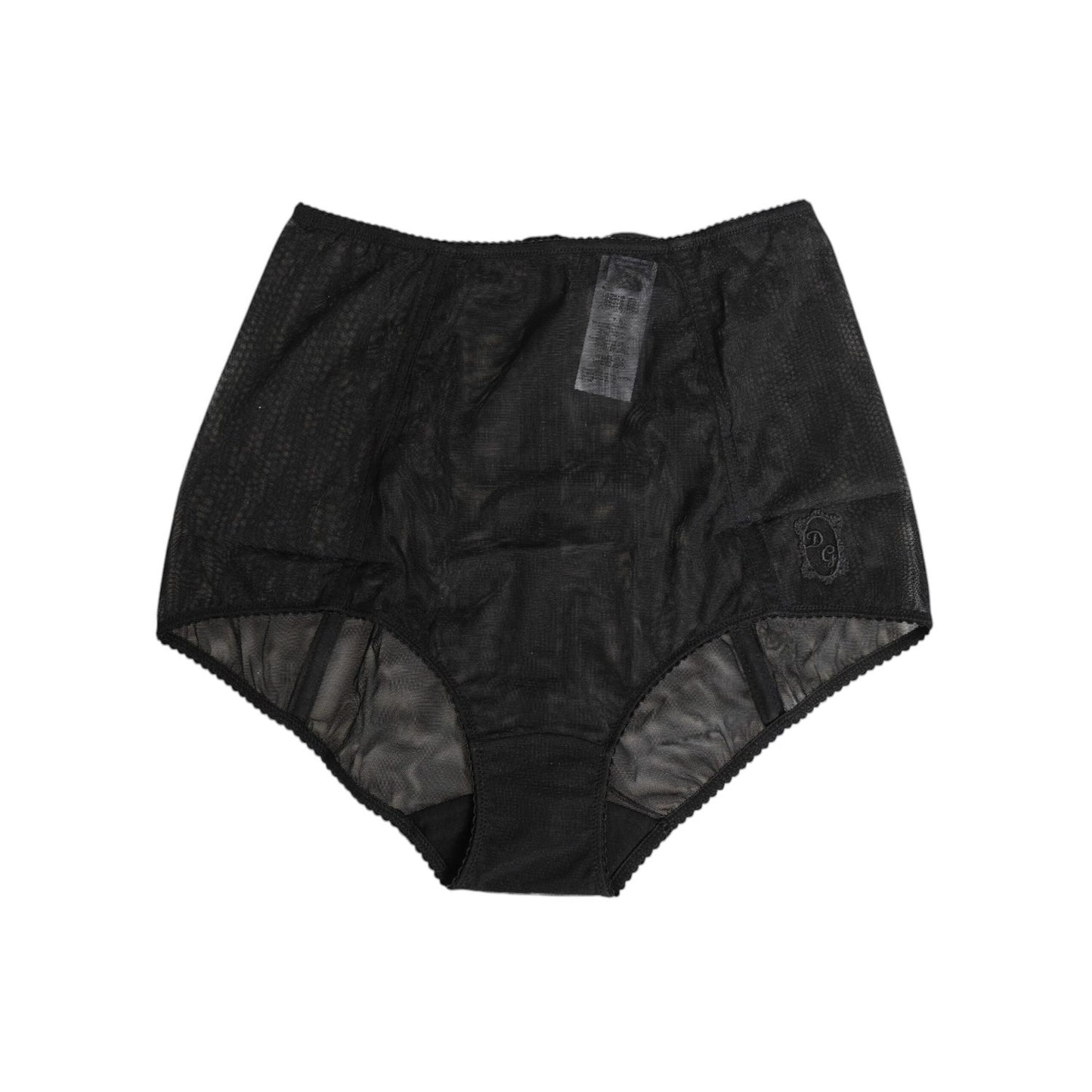Dolce & Gabbana Black High Waist Mesh Sheer Shapewear Underwear with DG logo, elegant and comfortable Italian-made briefs
