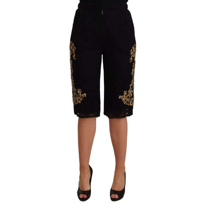 Dolce & Gabbana Black Lace Gold Baroque SPECIAL PIECE Shorts