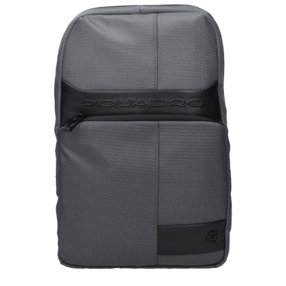 Piquadro Gray Fabric Crossbody Bag with front logo and adjustable shoulder strap, MPN CA5751W129GR, code F84384.