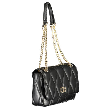 Twinset Black Polyethylene Women Handbag with quilted design and chain handles showcasing elegance and practicality.