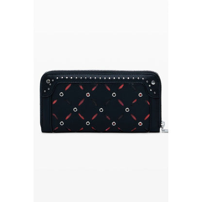 Desigual Black Polyethylene Women Wallet with sleek design, zip closure, and stylish contrasting patterns perfect for modern trendsetters.
