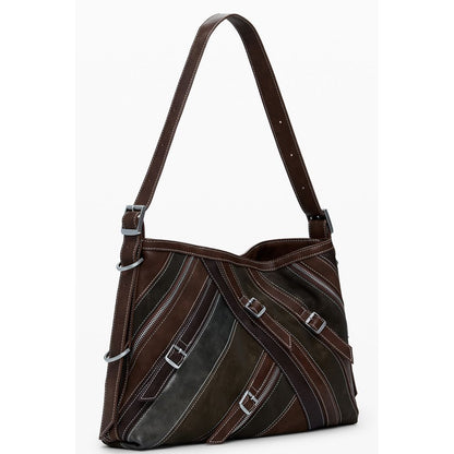 Alt Tag: Desigual Brown Polyethylene Women Handbag with unique design and adjustable shoulder strap