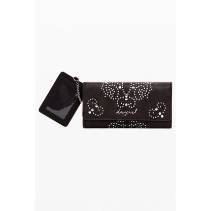 Desigual Brown Polyethylene Women Wallet with external pocket, card holder, and zip closure, stylish and practical design.