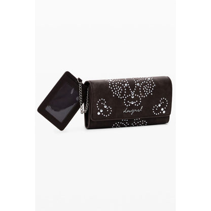 Desigual Brown Polyethylene Women Wallet with decorative design and attached card holder