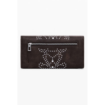 Desigual Brown Polyethylene Women Wallet with zippered pocket and studded design.