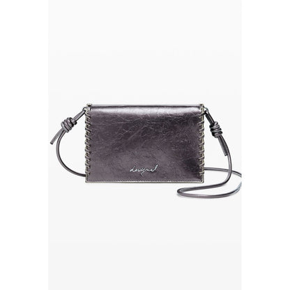 Desigual Bronze Polyethylene Women Wallet with shoulder strap and dual compartments, trendy mini-bag style.