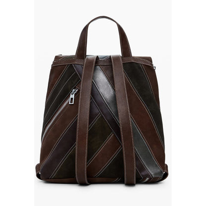Desigual Brown Polyethylene Women Backpack with stylish contrasting details, featuring practical pockets, and a chic design for fashionistas.