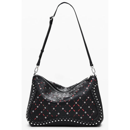 Desigual Black Polyethylene Women Handbag with contrasting details, adjustable strap, and secure zip closure for chic crossbody wear.
