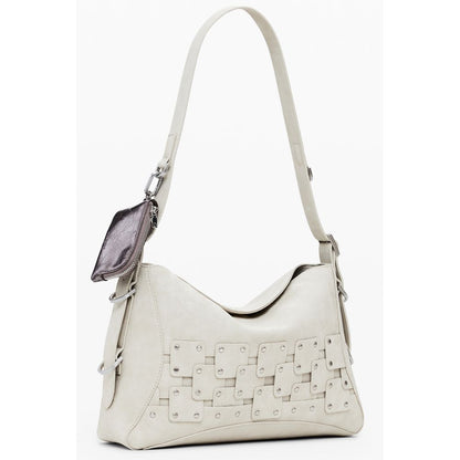 Alt Tag: Desigual Beige Polyethylene Women Handbag with removable shoulder handle and contrasting details, featuring a chic coin purse.