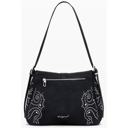 Desigual Black Polyethylene Women Handbag with adjustable strap and bold studs for an edgy elegant look.