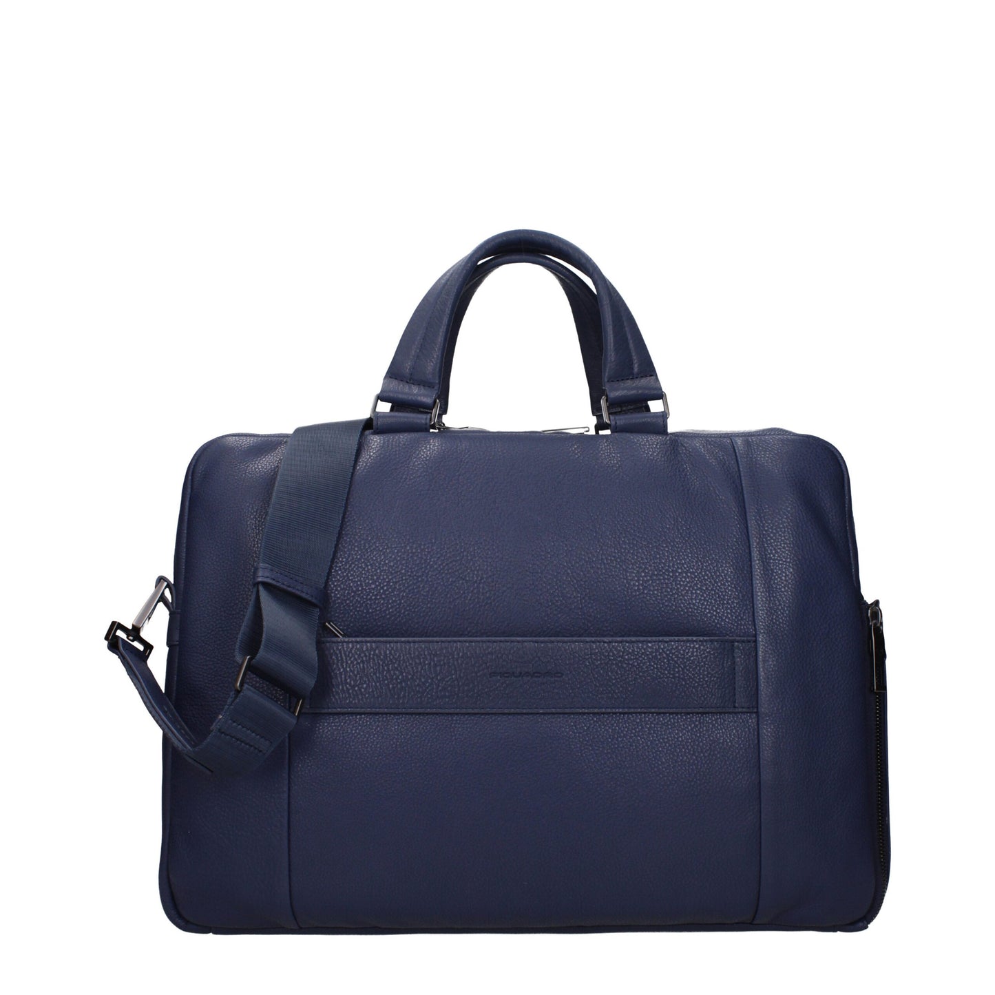 Piquadro Blue Leather Business And Laptop Bag with adjustable and removable shoulder strap, ideal for work with iPad/PC case, MPN CA6025S129BLU.