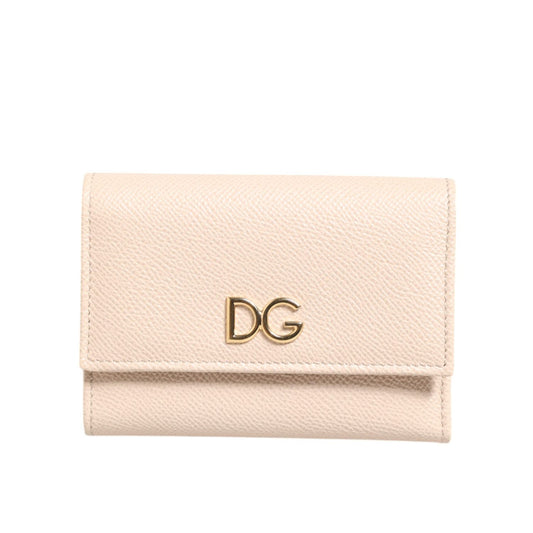 Dolce & Gabbana Light Pink Calf Leather DG Logo French Flap Wallet