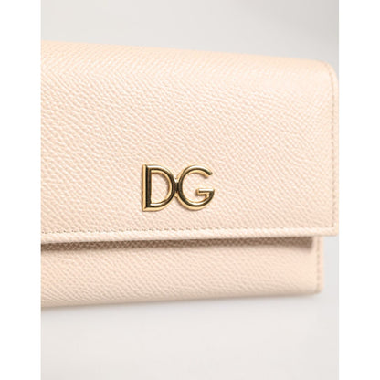 Dolce & Gabbana Light Pink Calf Leather DG Logo French Flap Wallet