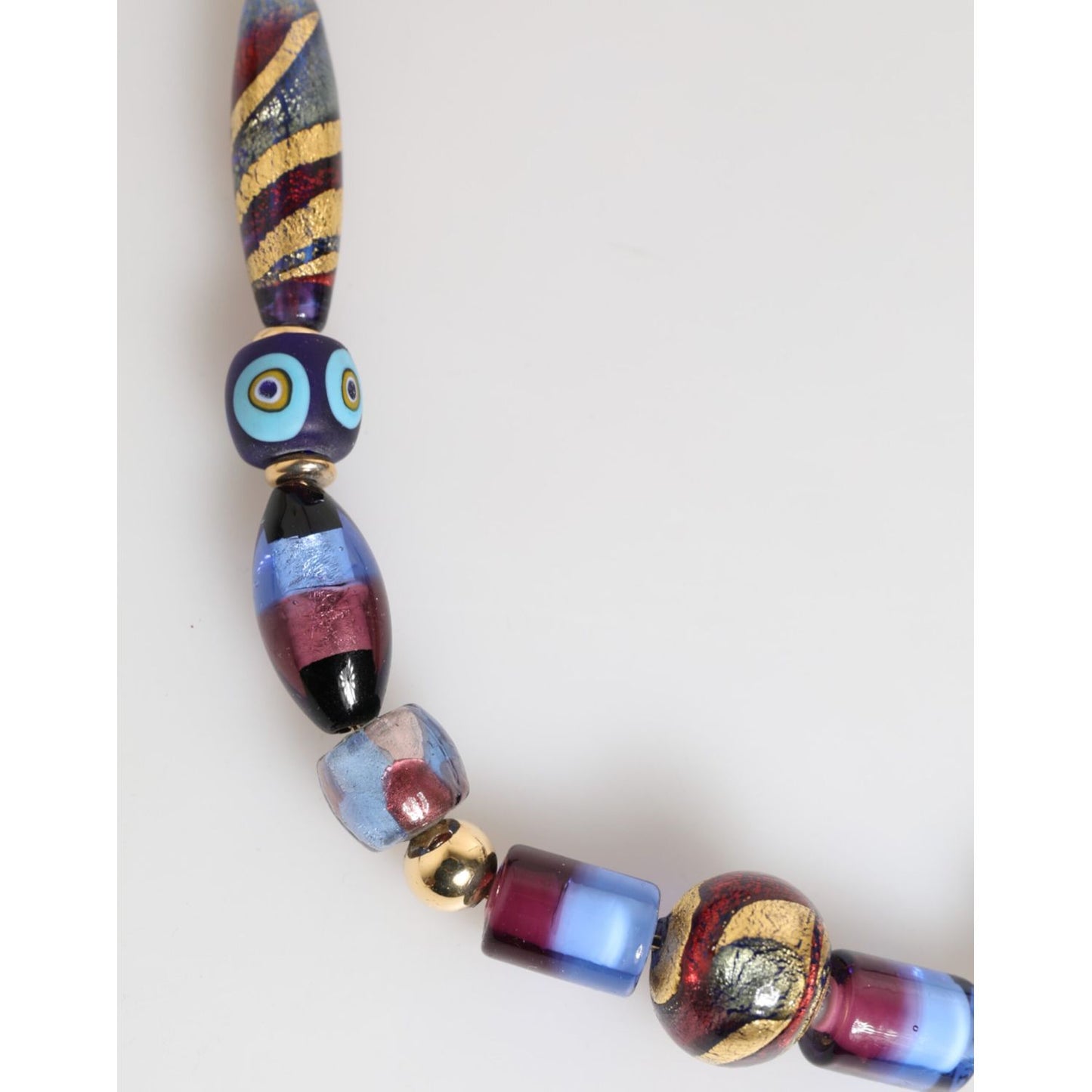Dolce & Gabbana Multicolor Murano Glass Beads Gold Brass Chain Jewelry Necklace