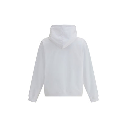Back view of Dsquared² White Cotton Sweatshirt, showcasing the adjustable hood and modern design, perfect for comfort and contemporary style.