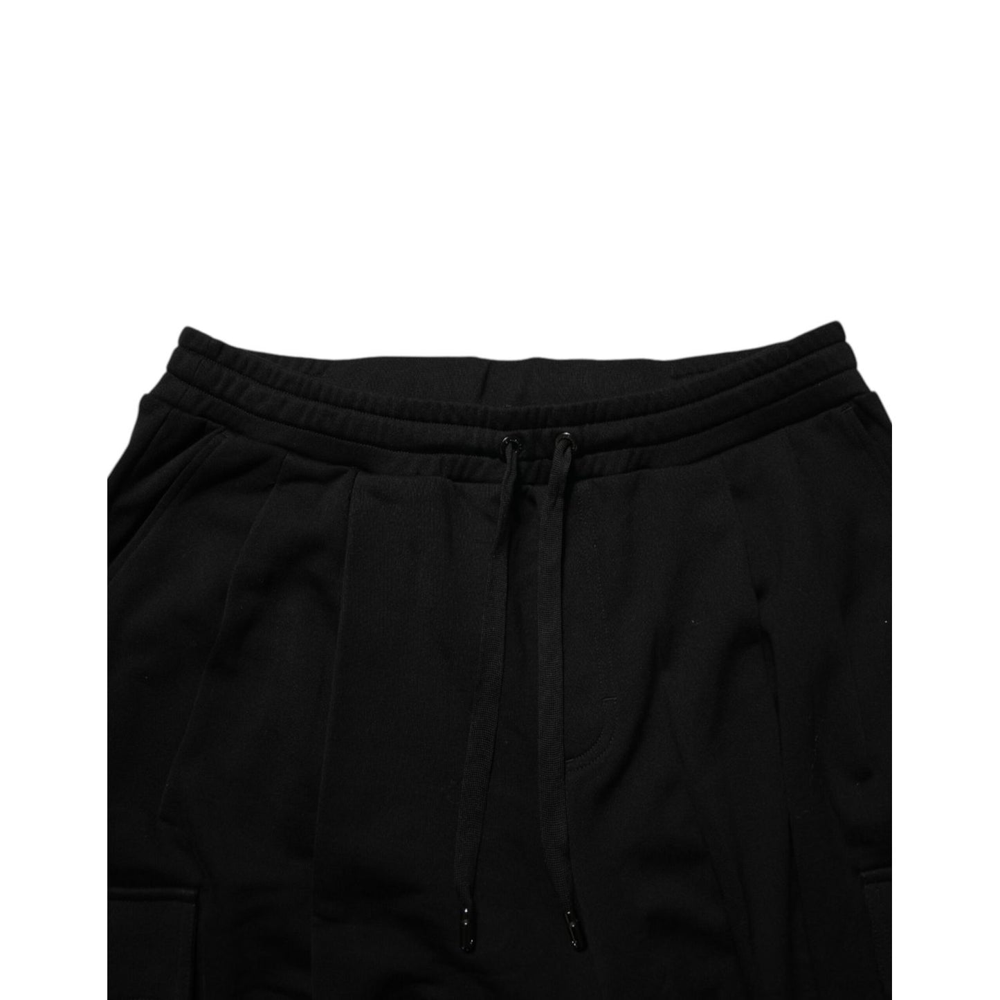 Dolce & Gabbana Black Cotton Blend Cargo Joggers Drawstring Pants waistband detail