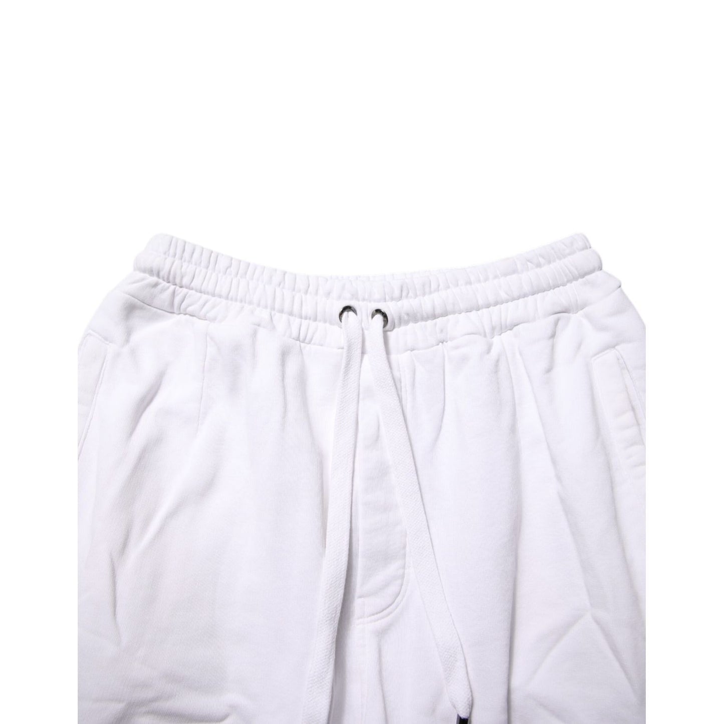 Dolce & Gabbana White Cotton Cargo Trousers Logo Patch Pants