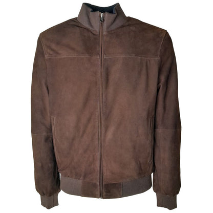 Emilio Romanelli Brown Calfskin Men Bomber Jacket