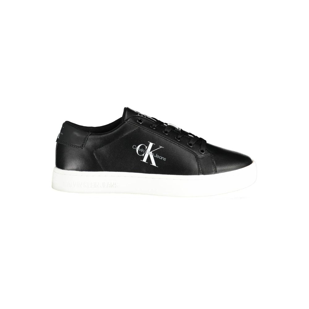 Calvin Klein Black Polyester Sneaker with contrasting details, logo print, and laces. Made from 50% recycled polyester.