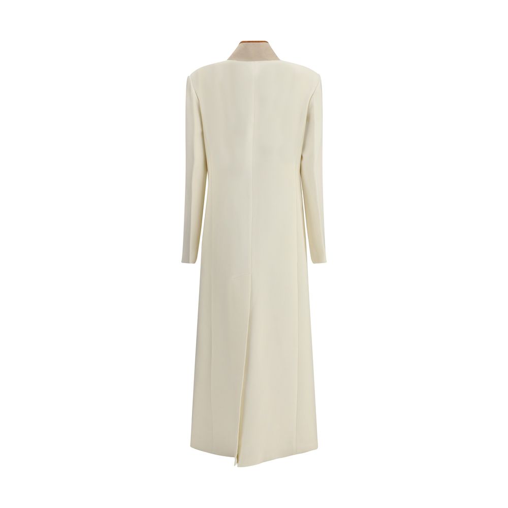 Di Stavnitser White Fleece Wool Coat