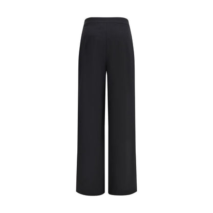 Di Stavnitser Black Polyester Casual Pants featuring a wide leg and high waist with an invisible side zipper for a sleek look.