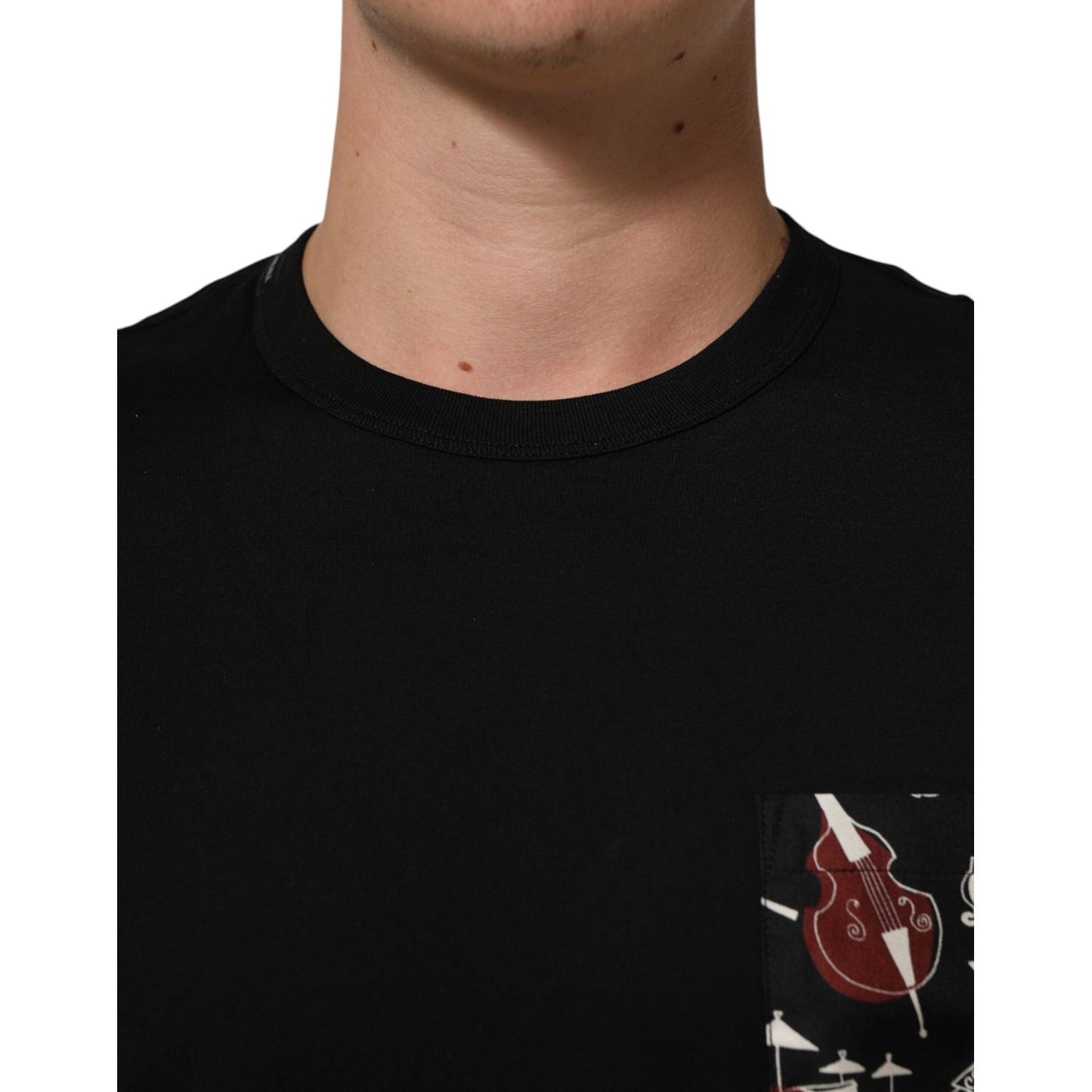 Dolce & Gabbana Black Musical Print Cotton Crew Neck T-shirt