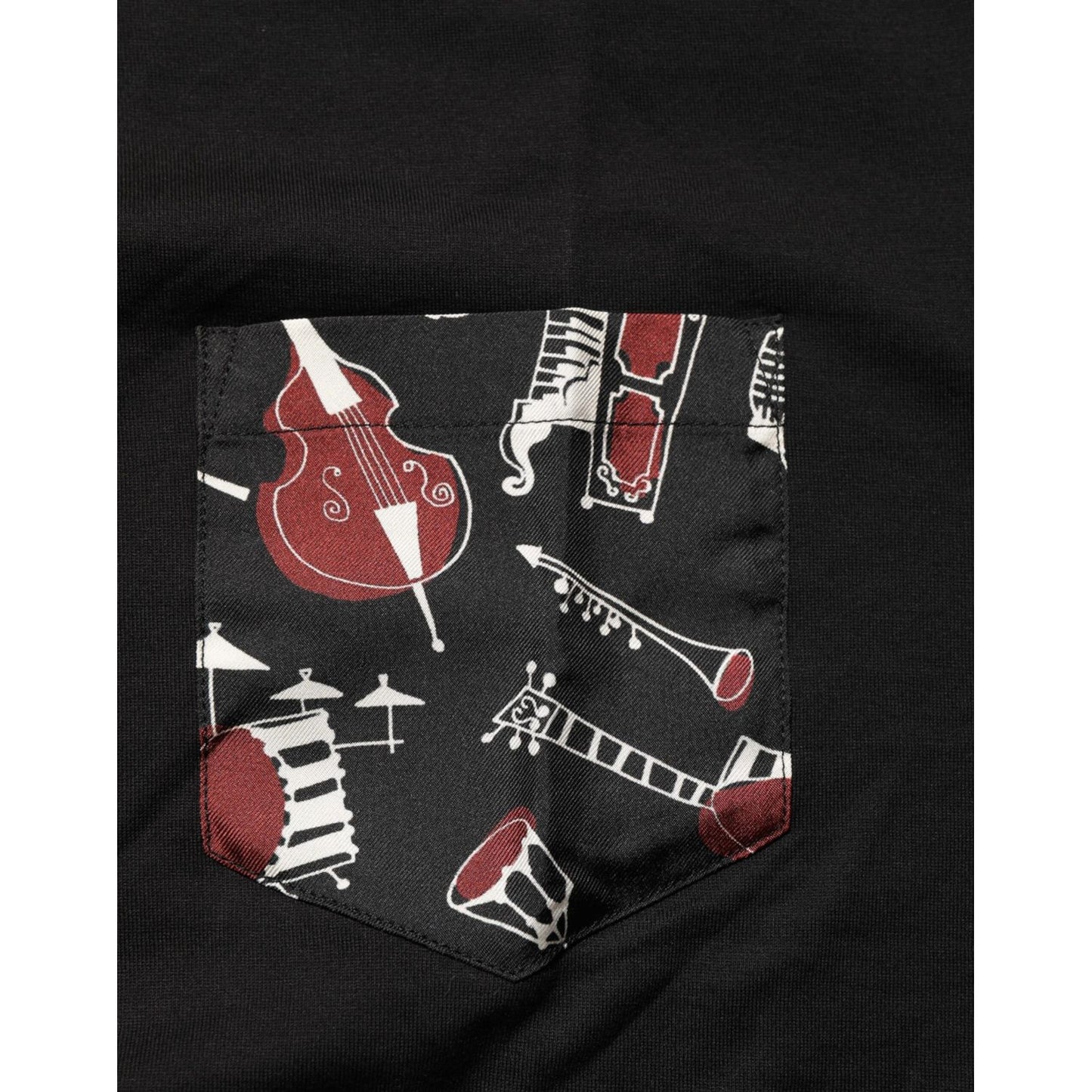 Dolce & Gabbana Black Musical Print Cotton Crew Neck T-shirt